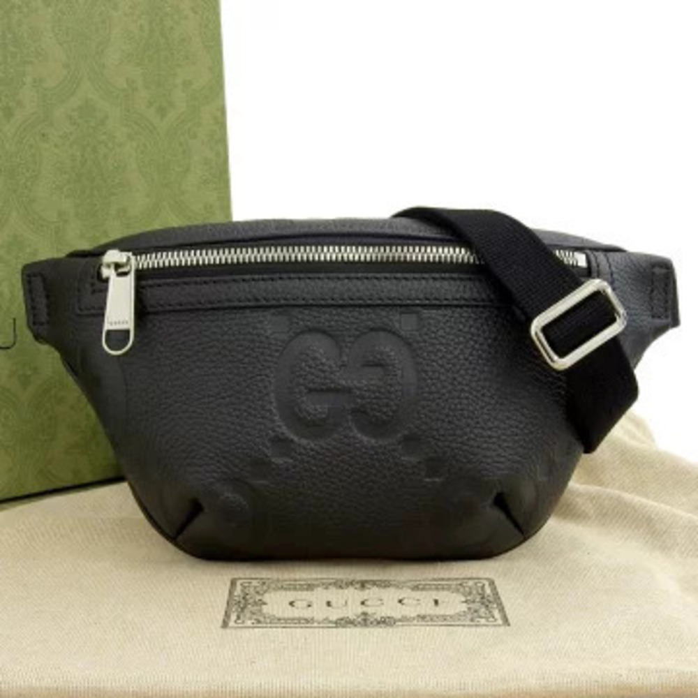 Gucci Jumbo GG Waist Leather Body Shoulder Bag Black